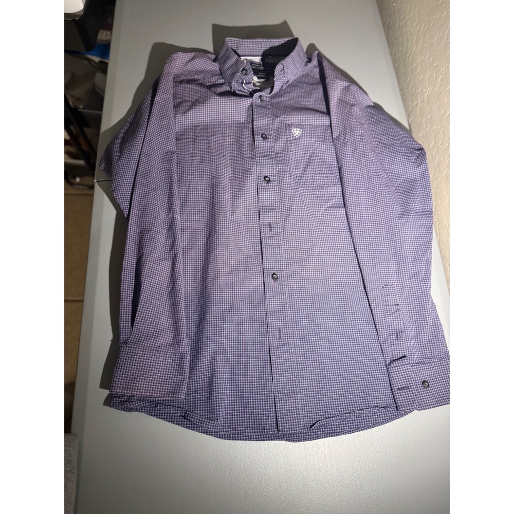 Ariat Pro Series Mens Purple Micro Check Fitted Stretch Shirt 10028169 Medium